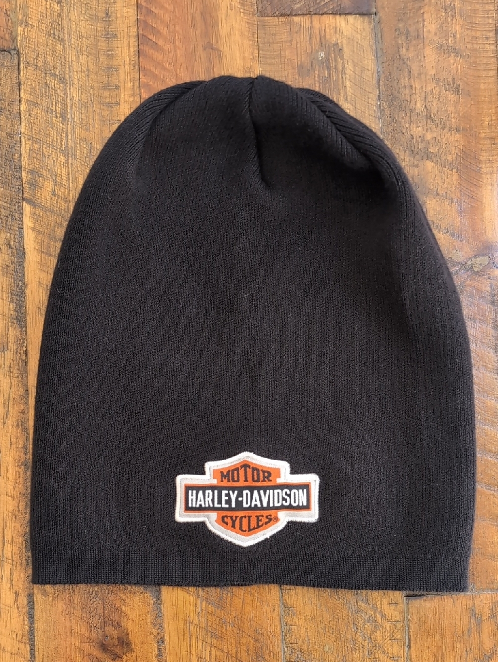 Harley-Davidson Black Knit Beanie with Orange Logo